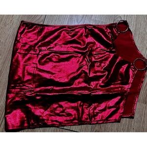 Sexy metallic red miniskirt open side